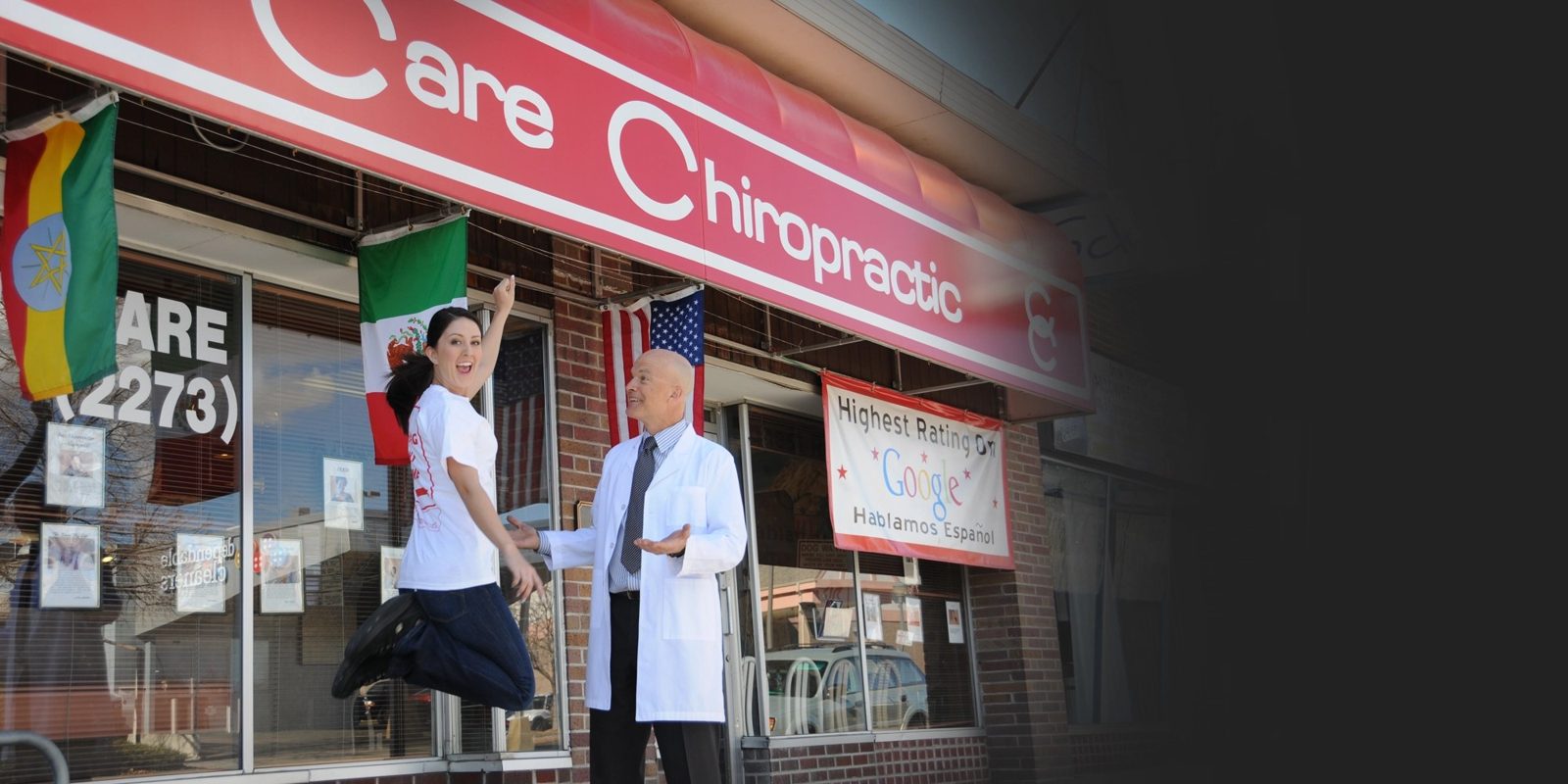 Dr. Visentin with a patient outside the Care Chiropractic office